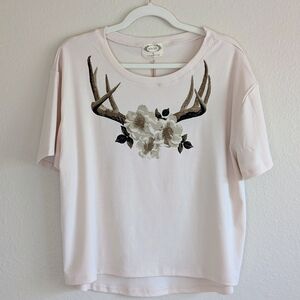 Mia Joy by Joyfolie Antler boxy tee in Gardenia - M